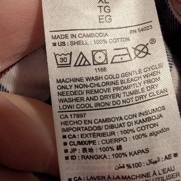 3 For $18 Old Navy Burgundy Plaid Boyfriend Shirt - Picture 3 of 4